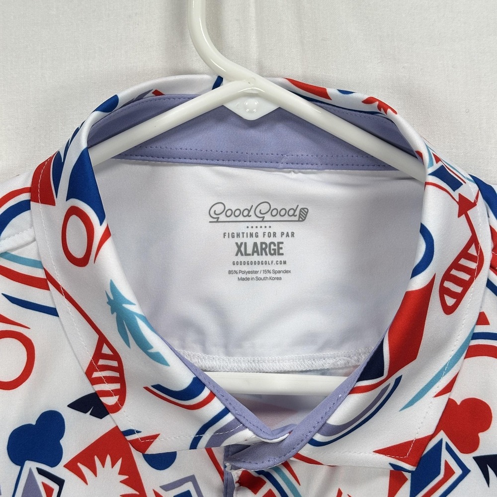 Good Good Proud‎ & True Polo Shirt Mens XL Multicolor Golf Graphic Stretch NWT - Picture 7 of 10